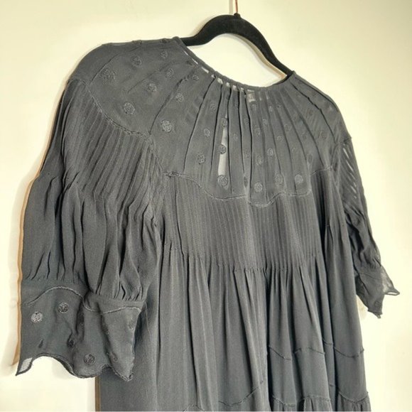 Ulla Johnson Black Silk Polka Dot Ruffle Dress - Picture 4 of 8